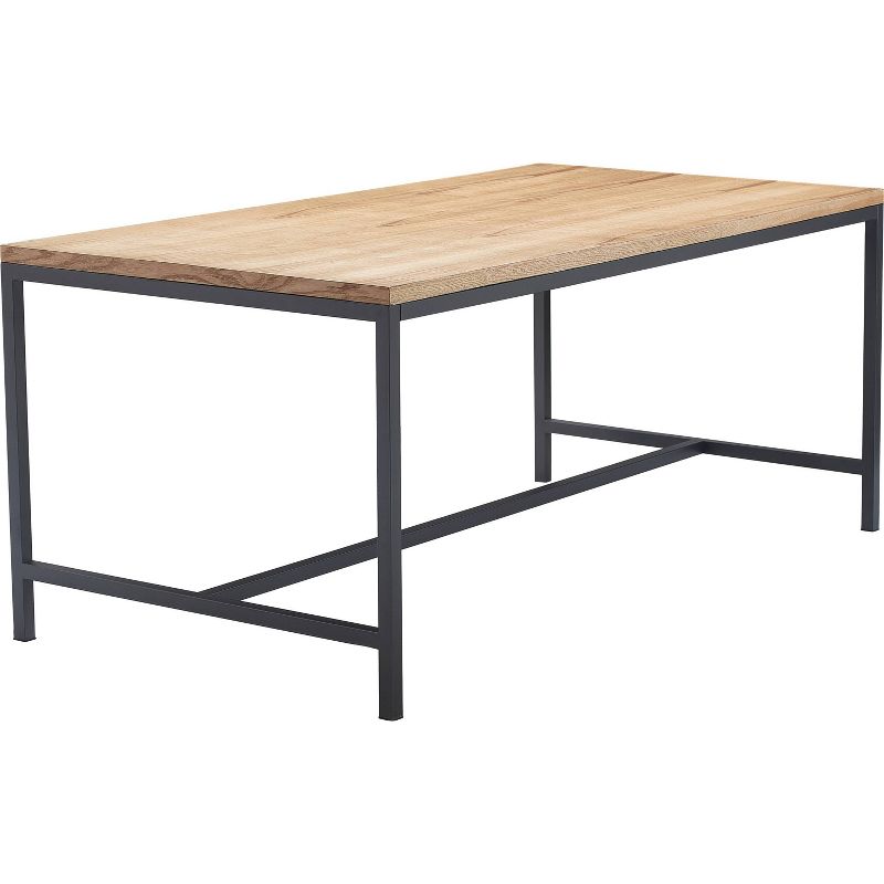 Dobson Natural Wood and Black Metal Dining Table Natural - Finch, 2 of 12