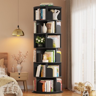 Aheaplus 6-tier Bookshelf for Home Office, 360 Rotating,  Corner Bookcase
