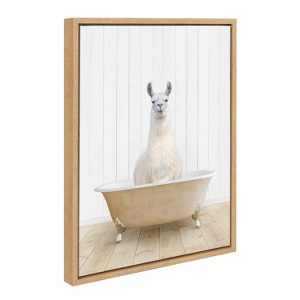 18" x 24" Sylvie Llama Farmhouse Bath Framed Canvas by Amy Peterson - Kate & Laurel All Things Decor - 1 of 4