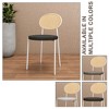 LeisureMod Velvet Dining Chair Rattan Back Side Chair Comfortable Kitchen Chair with Stainless Steel Base Euston Collection - 4 of 4