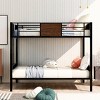 Streamdale Full-Over-Full Bunk Bed Modern Style Steel Frame Bunk Bed With Safety Rail, Built-In Ladder, Brown - 2 of 4