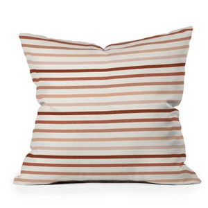 Little Arrow Design Co. Terracotta Stripes Outdoor Throw Pillow Beige - Deny Designs - 1 of 3