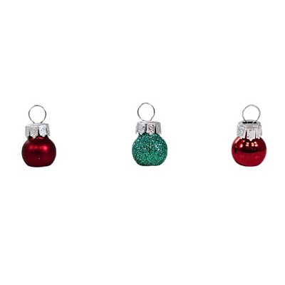 Craftoutlet.Com 0.5 Inch Tiny Glass Ball Ornament Set Christmas Tree Ornament Sets