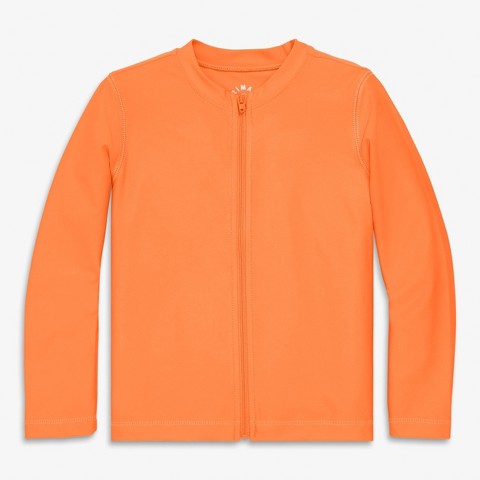Primary Kids Long Sleeve Full-Zip Rash Guard In Cantaloupe Size 6-7