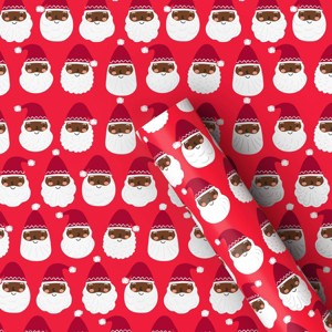 40” 125 sq ft Christmas Roll Wrap Dark Skin Tone Santa - Wondershop™ - 1 of 3