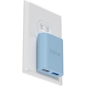 iHome 2-Port USB Wall Charger, AC Pro Multiport Plug Adapter, Phone Charging Block with Dual Ports, Flat Wall Adapter for Home & Travel - 1 of 4