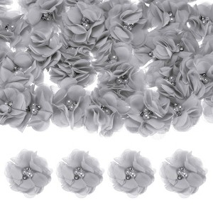 Unique Bargains Mesh Fabric Rhinestone Pearl Chiffon Flowers 2.17 x 2.17 Inch - 1 of 4