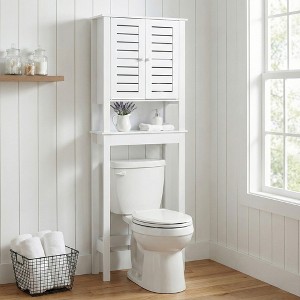 Evideco French Home Goods Over-The-Toilet Storage Cabinet – Louvered Doors – 24.8 x 70.5 x 9 in – MDF Bathroom Space Saver - 1 of 4