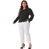 Agnes Orinda Women's Plus Size V Neck Long Sleeve Button Down Business Casual Chiffon Shirt - 3 of 4