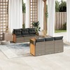 vidaXL 7 Piece Patio Sofa Set with Cushions - Gray Poly Rattan - 2 of 4