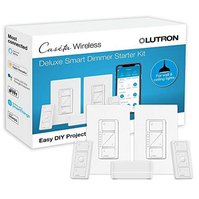 Lutron - Caséta Wireless Smart Lighting Dimmer Switch Starter Kit - White