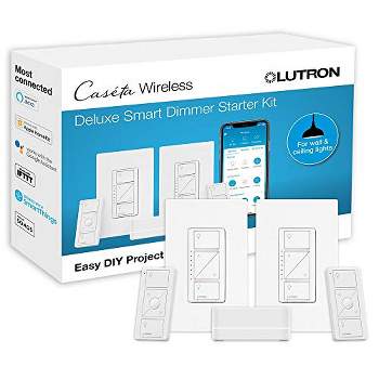 Lutron Caséta Deluxe Smart Dimmer Switch (2 Count) Kit with Caséta Smart Hub | | P-BDG-PKG2W-A | White