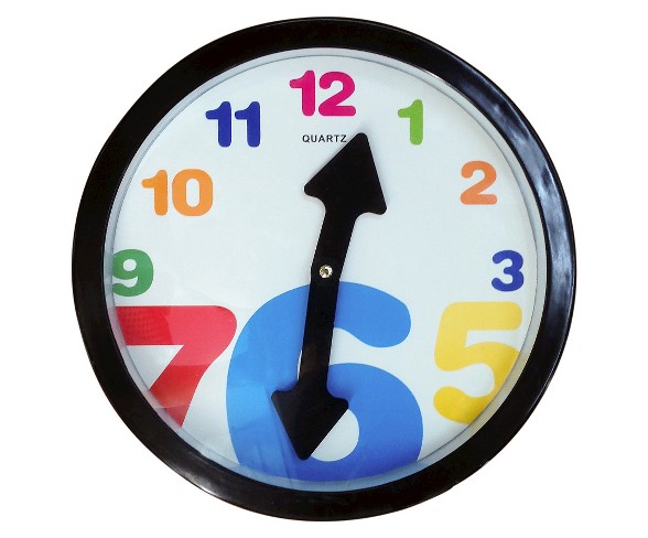 Wall Clock with Colored Numbers Black - Creative Motion Industries&#174;