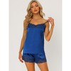 Allegra K Women's Satin Solid Lace Trim Cami Tops with Shorts Lounge Sleepwear Pajama Set - 2 of 4