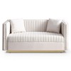 Contemporary Velvet Loveseat, Vertical Channel Tufted 2-Seater Sofa for Living Room and Apartment, Includes 2 Pillows - 4 of 4