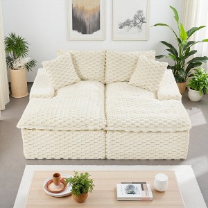 71" Turtle Velvet Double Chaise Lounge with Compressed Sponge - 1 of 4