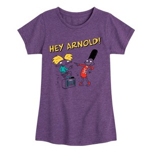 Girls' - Hey Arnold! - Best Buds Fitted Short Sleeve Graphic T-Shirt - 1 of 4