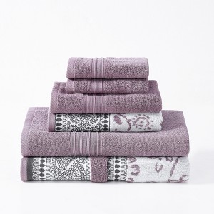 Modern Threads Ophelia 6-pc Yarn Dyed Jaquard/Solid Towel Set - 1 of 4