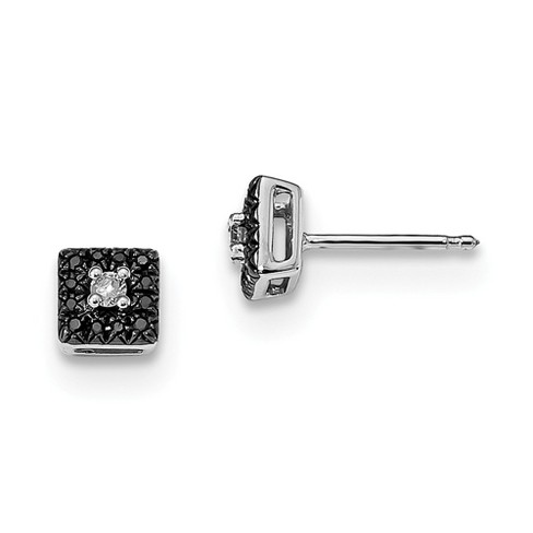 Black Bow Jewelry Black & White Diamond 6mm Square Post Earrings in Sterling Silver - image 1 of 3