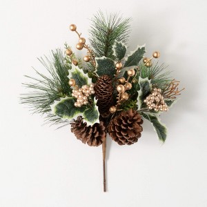 17"H Sullivans Gold Holly And Pine Pick, Green - 1 of 3