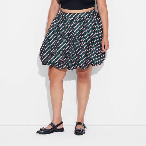 Adult Wicked Striped Bubble Graphic Mini Skirt Green 3x Target