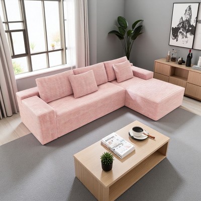 104" Cloud Corduroy L-Shaped Sectional Sofa with Chaise