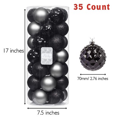 Modern Black and Gray Shatterproof Plastic Christmas Ornaments Set