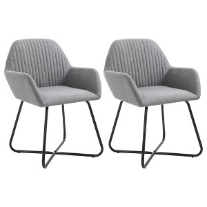 vidaXL Dining Chairs 2 pcs Light Gray Fabric - 1 of 4