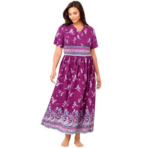 Only Necessities Plus Size Long Crinkle Cotton Lounger - 1 of 4