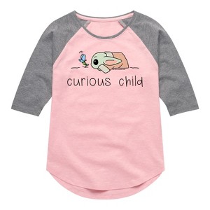 Girls' - The Mandalorian - Curious Child Grogu Shirt Tail Raglan Graphic T-shirt - 1 of 3