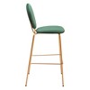 HomeRoots Set of Two 30" Green and Gold Velvet and Steel Bar Height Bar Chairs - 4 of 4