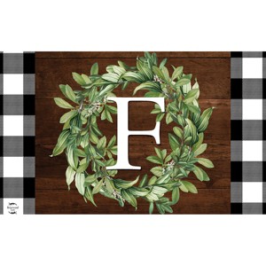 Briarwood Lane Everyday Doormat 30x18 Indoor Outdoor Wreath Monogram Letter F Doormat - 1 of 4