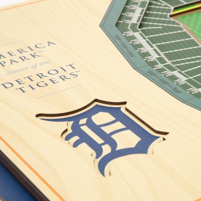 Detroit Tigers 17'' x 13'' 5-Layer 3D Wooden Stadium Wall Art
