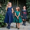 Hope & Henry Girls' Organic Puff Sleeve Pintuck Sateen Party Dress, Navy, 7 - 2 of 4