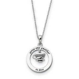 Black Bow Jewelry Rhodium Plated Sterling Silver Serve One Another in Love Necklace - 1 of 4