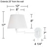 Barnes and Ivy Amelie Country Cottage Swing Arm Wall Lamps Set of 2 White Plug-in Light Fixture Pleated Fabric Bell Shade for Bedroom Living Room Home - 4 of 4