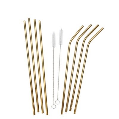 LIVAIA Reusable Straws with Case: 8 Stainless Steel Straws & Brush