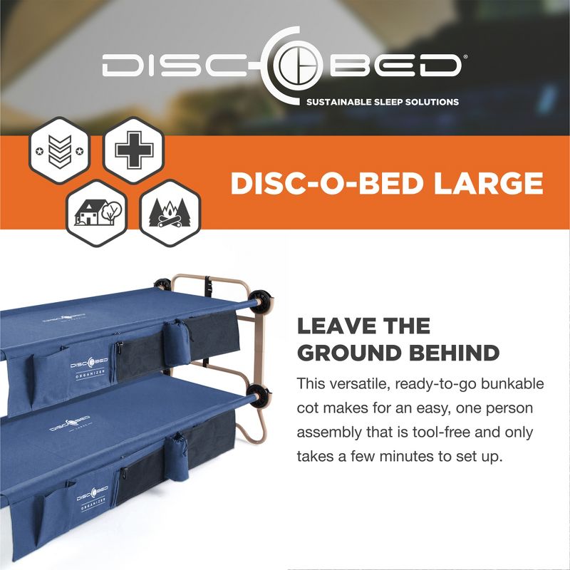 Disc-O-Bed Cam-O-Bunk Benchable Double Cot with Storage Organizers, 3 of 8