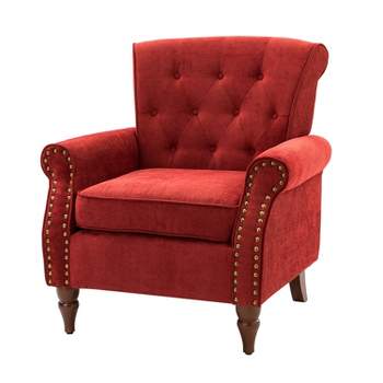 Galatea Wooden Upholstered Accent Armchair with Nailhead Trim | ARTFUL LIVING DESIGN