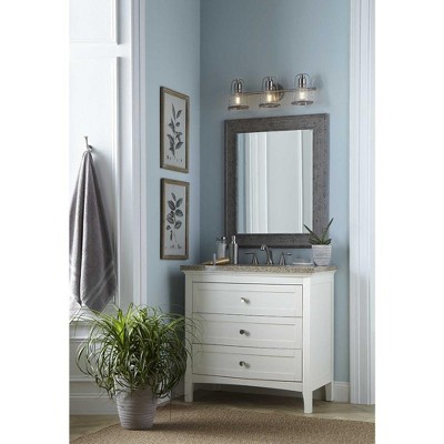 Matte Black Steel 3-Light Bath Vanity with Clear Seeded Glass