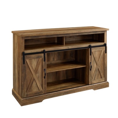 Transitional Sliding Barndoor Highboy TV Stand for TVs up to 58" - Saracina Home