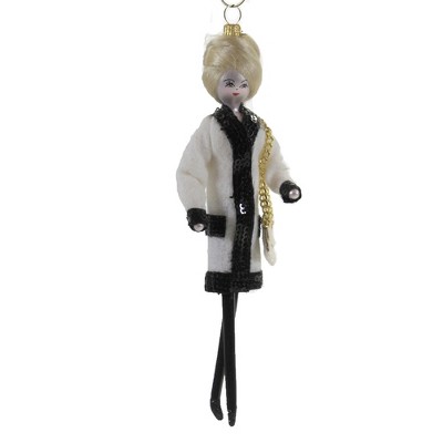 Italian Ornaments 7.0" Abby In White Wool Coat Ornament Italian Diva Lady  -  Tree Ornaments