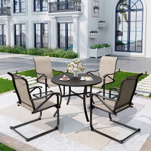5pc Patio Dining Set with Round Table & Steel C-Spring Chairs - Captiva Designs - 1 of 4