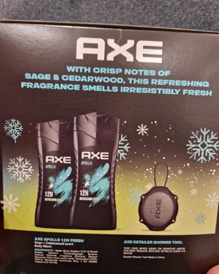 AXE Men Body Wash & Detailer Shower Tool, Apollo Sage & Cedarwood, 3 Pk