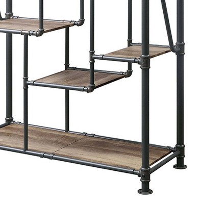 Brantley Antique Oak and Sandy Gray Industrial Bookshelf