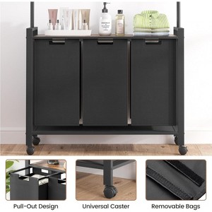 3-Compartment Laundry Sorter with Removable Oxford Bags - 147L Capacity, Storage Shelf & Clothes Rail, Sturdy Steel Frame for Home Organization - 1 of 4