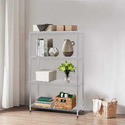 Chrome Adjustable 4-Tier Metal Wire Shelving Unit