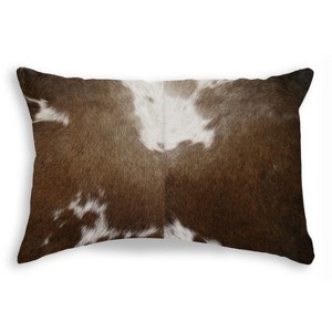 HomeRoots 12" X 20" Chocolate Cowhide Throw Pillow - 1 of 4