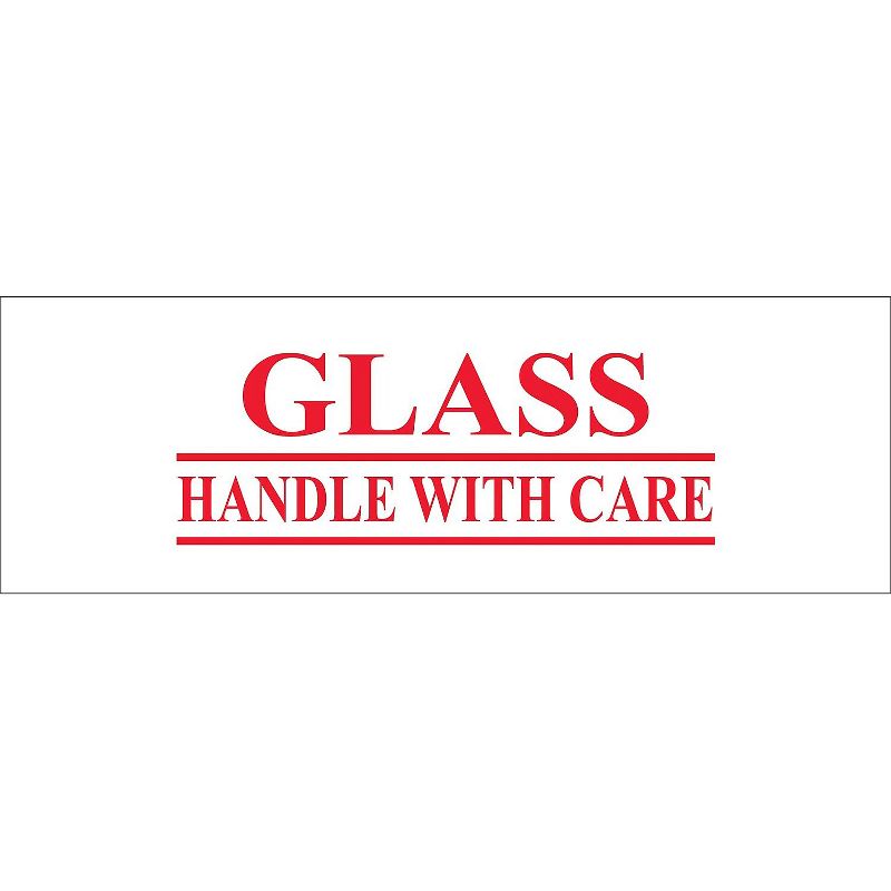 Tape Logic Pre-Printed Carton Sealing Tape "Glass - Handle With Care" 2.2 Mil 2" T901P17, 1 of 2