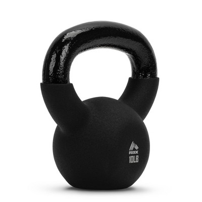 RBX 10lb Neoprene Kettlebell with Wide Handle & Iron Core, Flat Bottom, Great for All Fitness Levels, Black